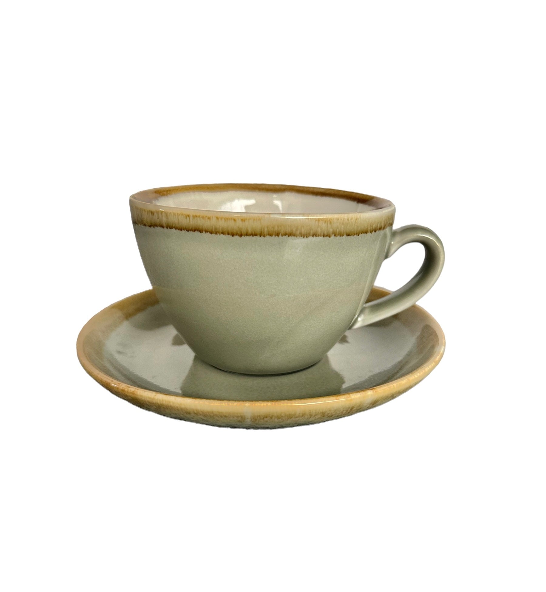 Taza con Plato Verde Rústico