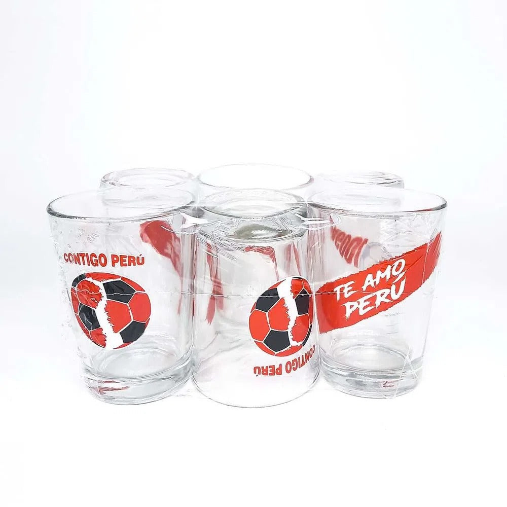 Juego Vasos X 6 Decorados Futbol Peru